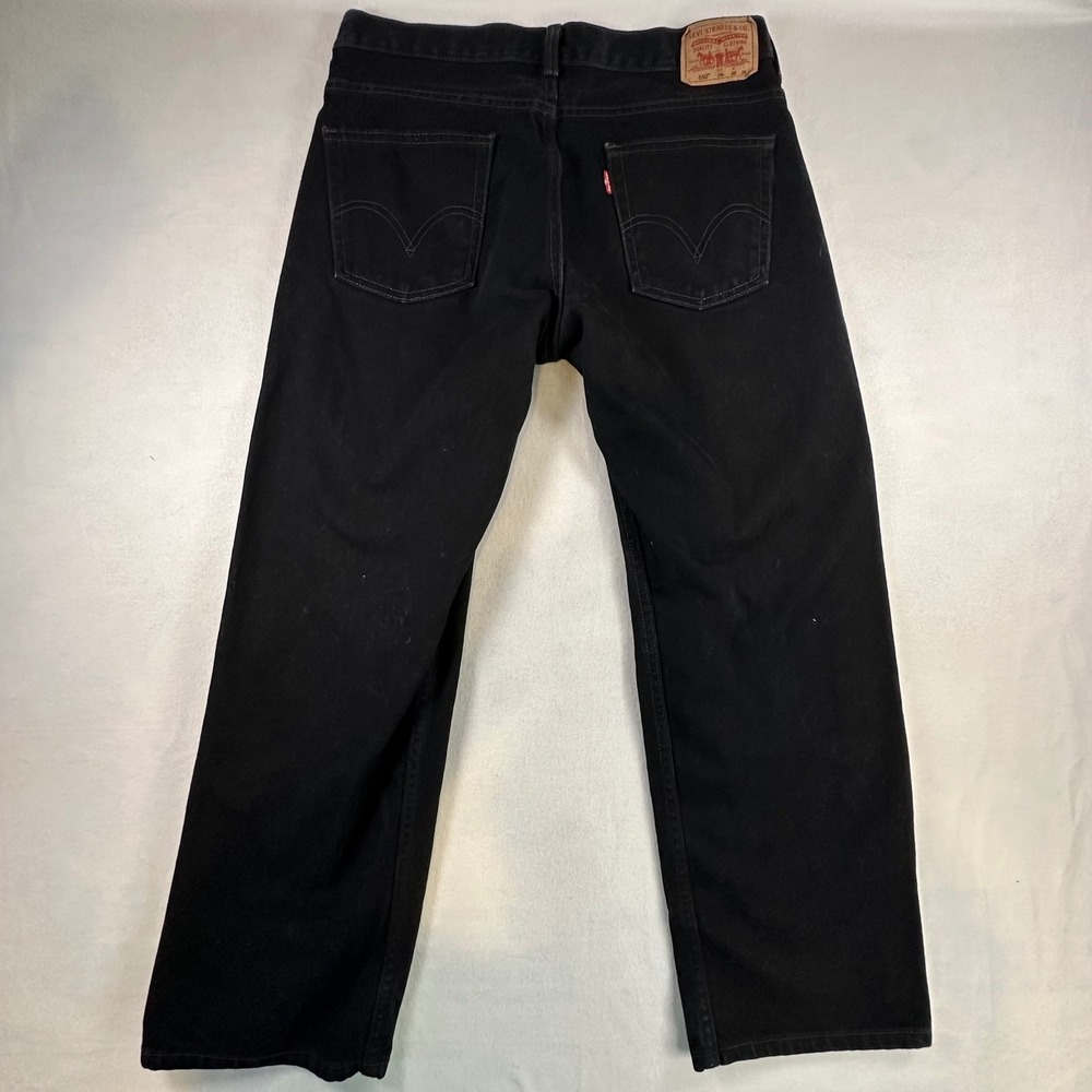 Levis 550 Relaxed Fit Black Denim Jeans Mens 34x30 Husky 14H Cotton 5-Pocket - Picture 7 of 12